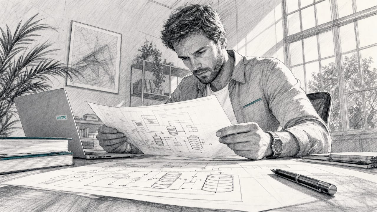 Por qué invertir en SEO técnico en industria B2B Profesional analizando esquemas de arquitectura web
