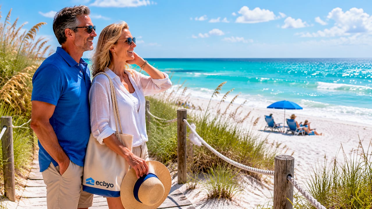 Couple enjoying Orange Beach Gulf Coast view