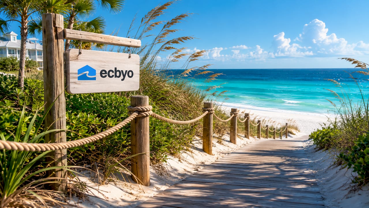 Private beach access sandy path to shore