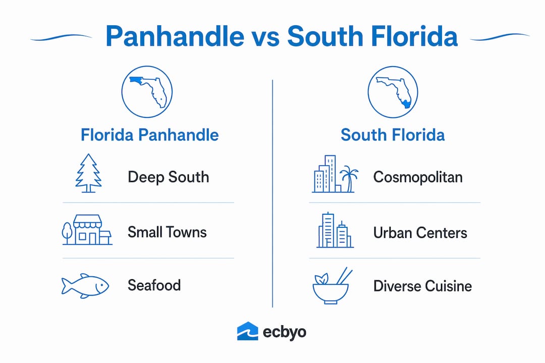 Infographic comparing Panhandle and South Florida culture
