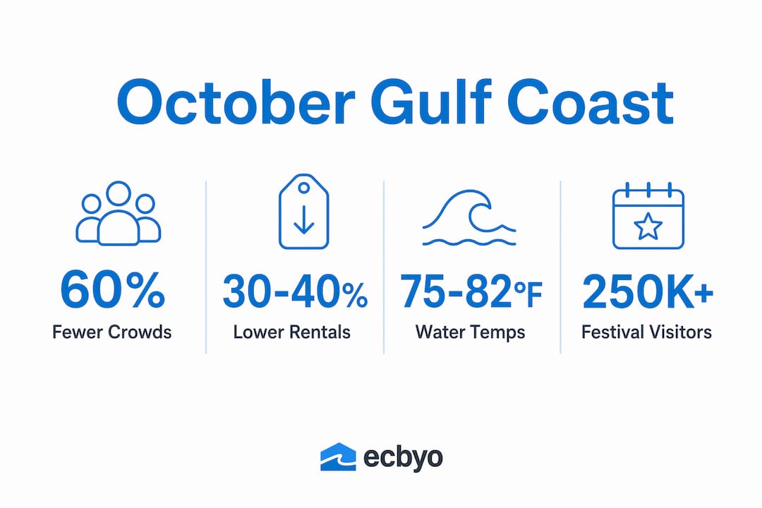 Infographic showing Gulf Coast October travel statistics