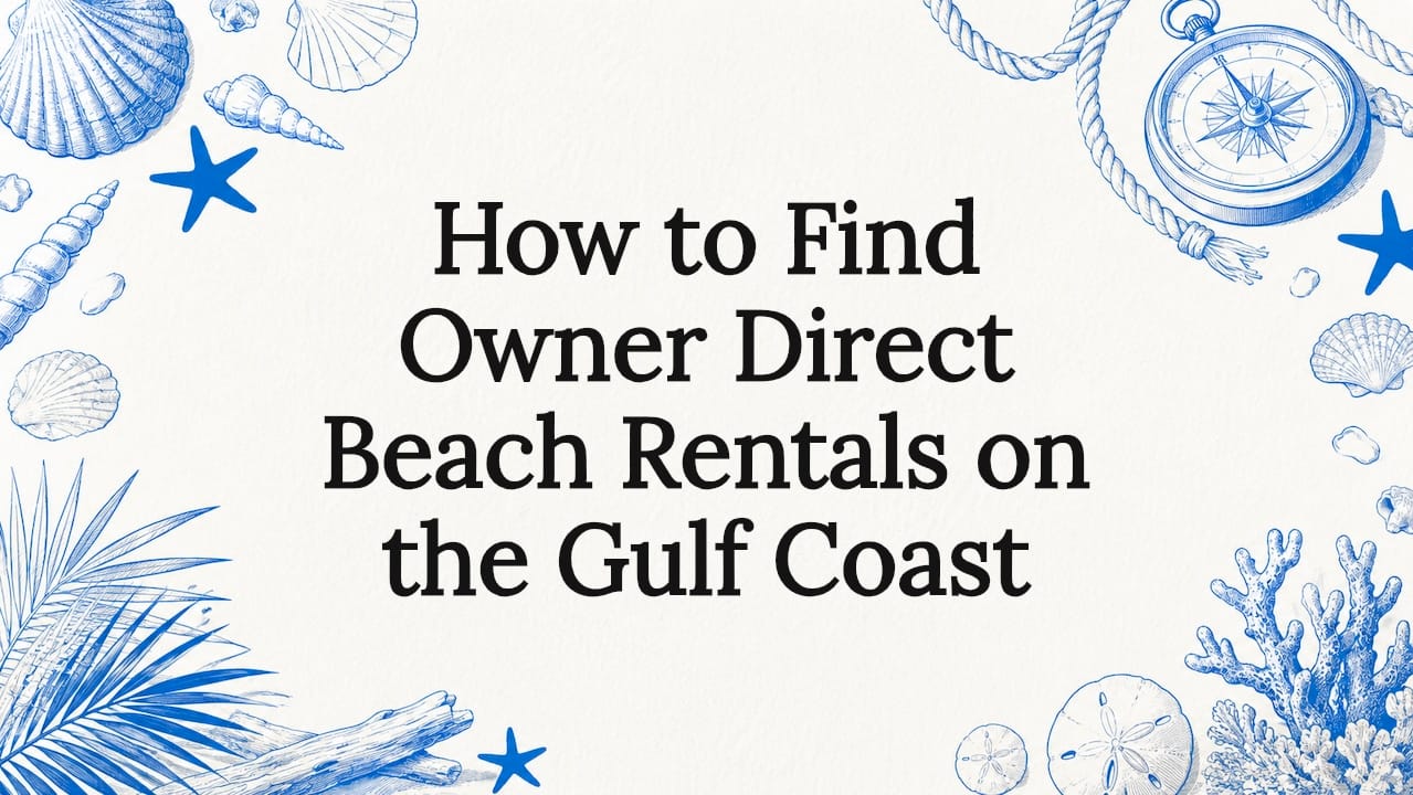 Decorative blue hand-drawn beach theme title card illustration