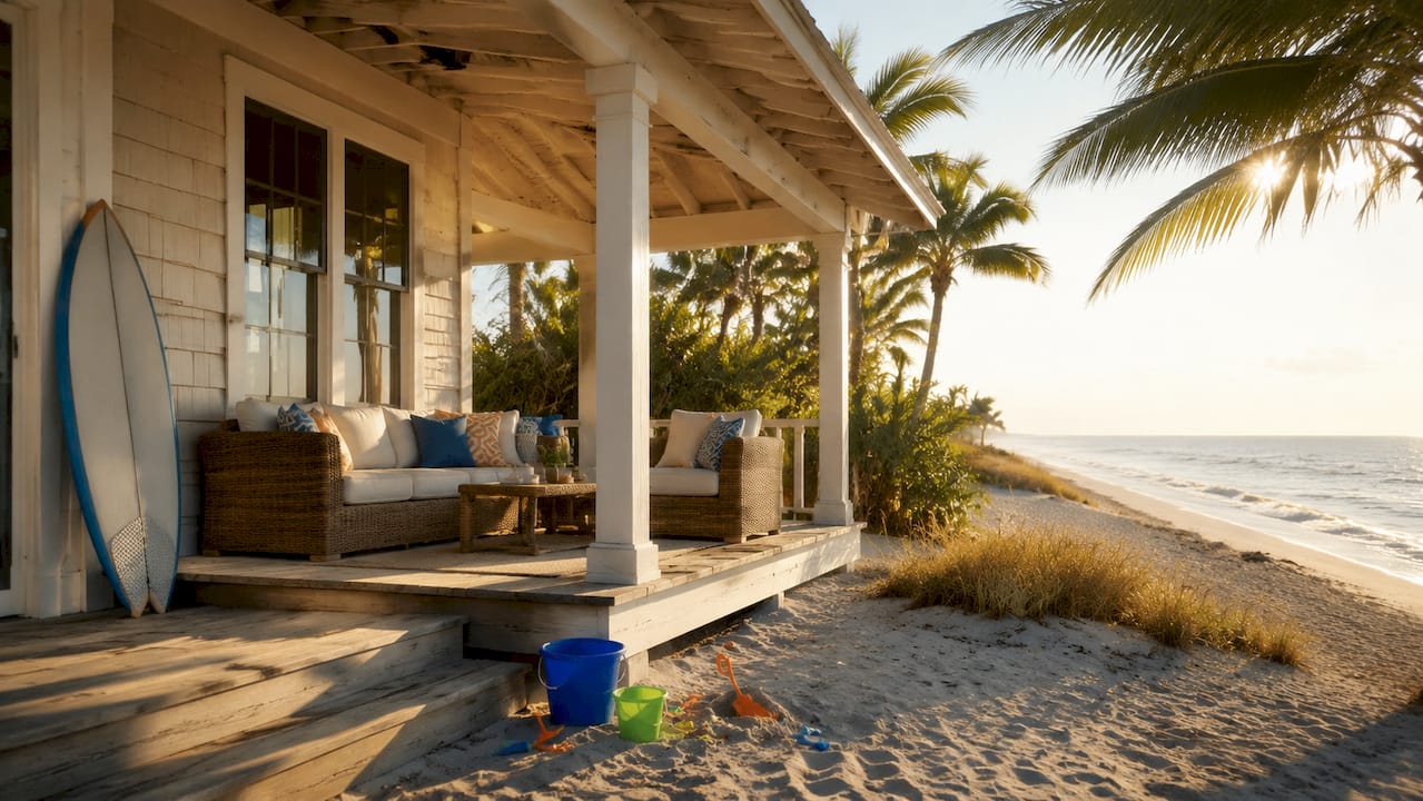 Beachfront vacation home with ocean and deck
