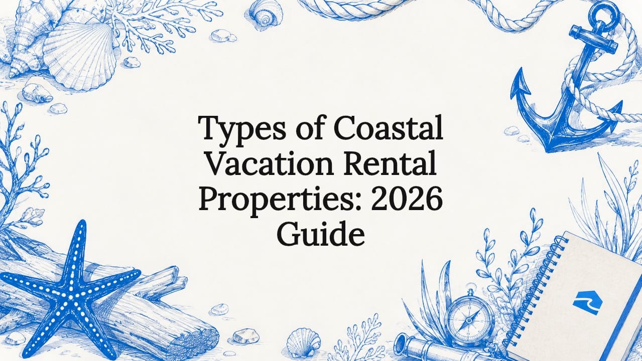 Decorative hand-drawn coastal illustration title card