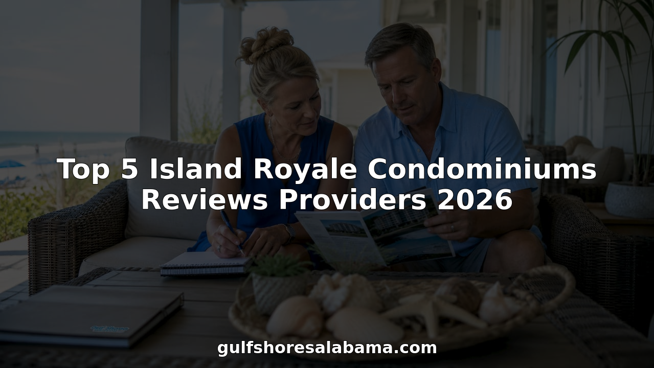 Couple reviewing Island Royale condo rental options