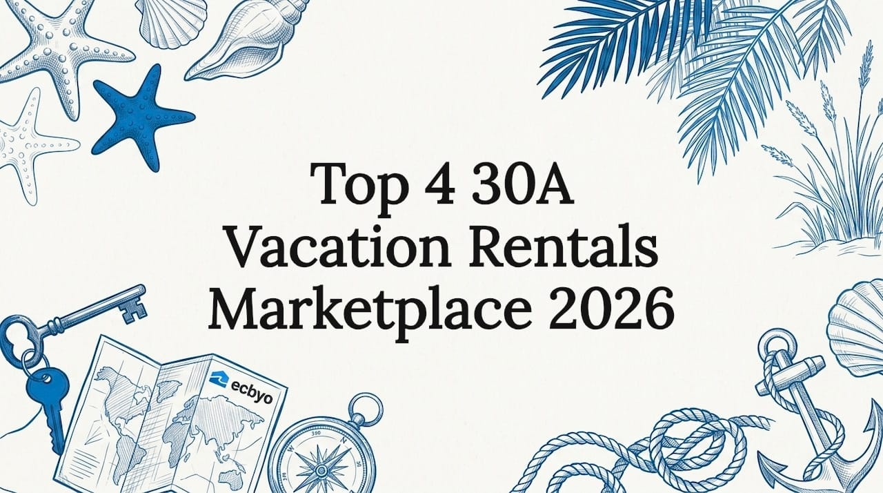 Decorative title card illustration for 30A vacation rentals article