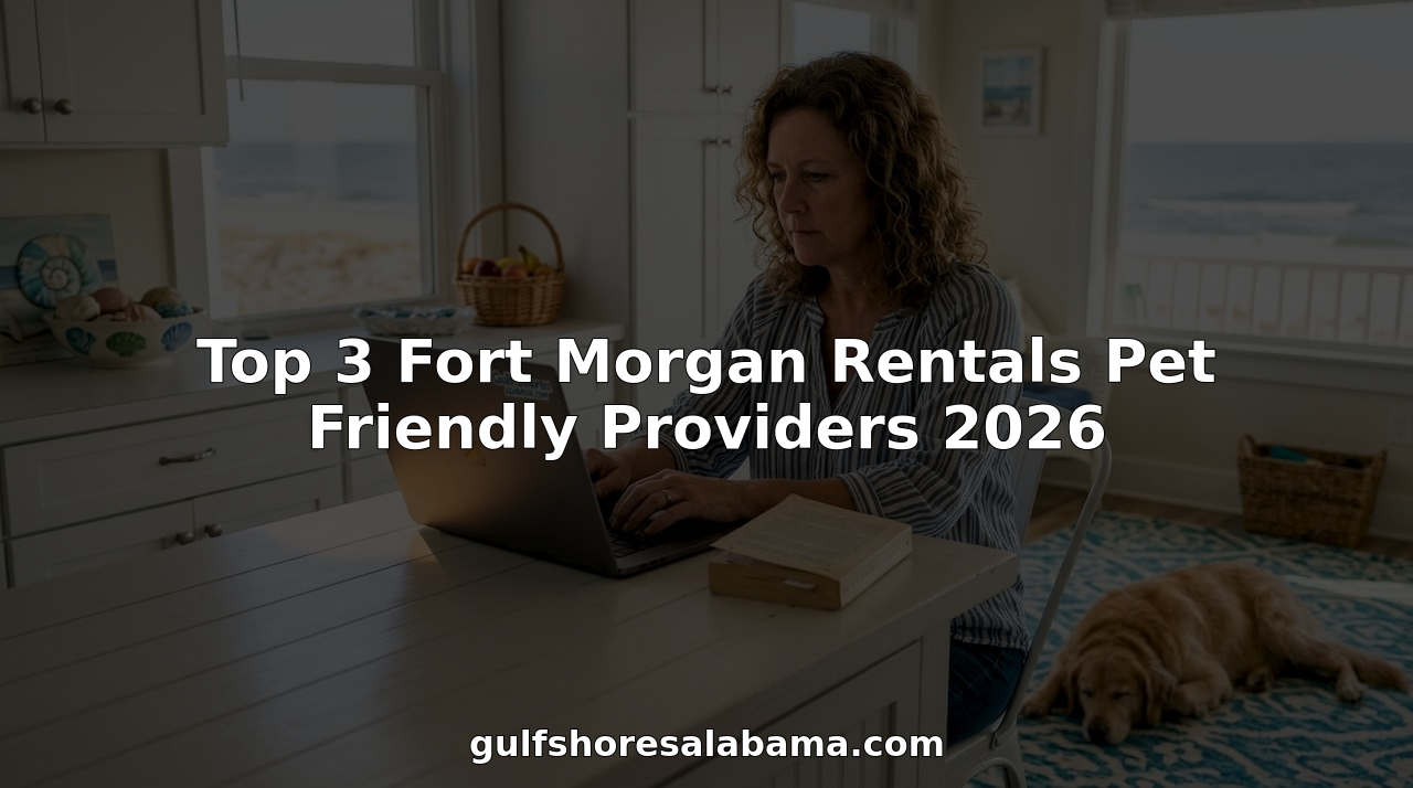 Woman booking pet friendly beach rental at home