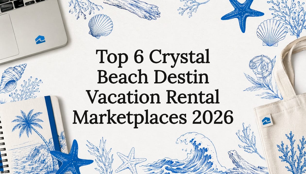 Decorative title card with beach-themed illustrations around text area