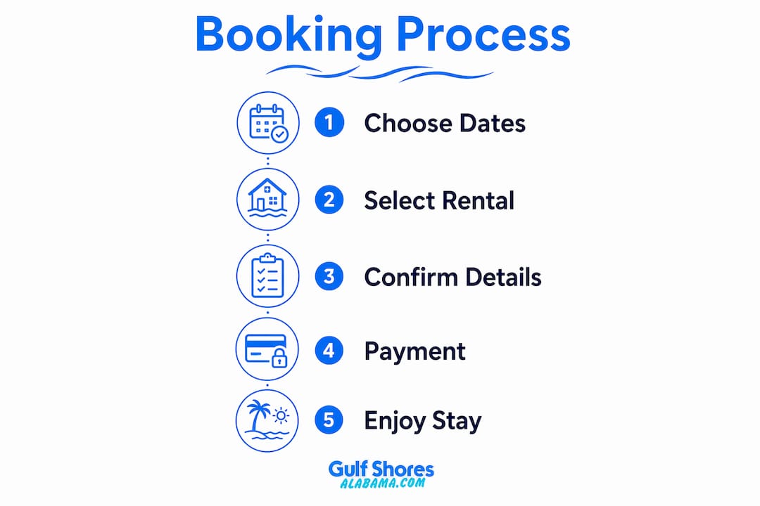 Infographic showing rental booking steps