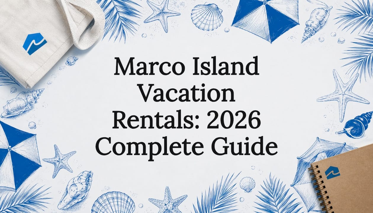 Decorative title card illustration with beach elements