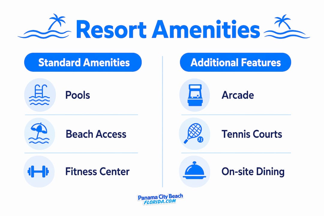Infographic comparing resort amenities standard vs additional features