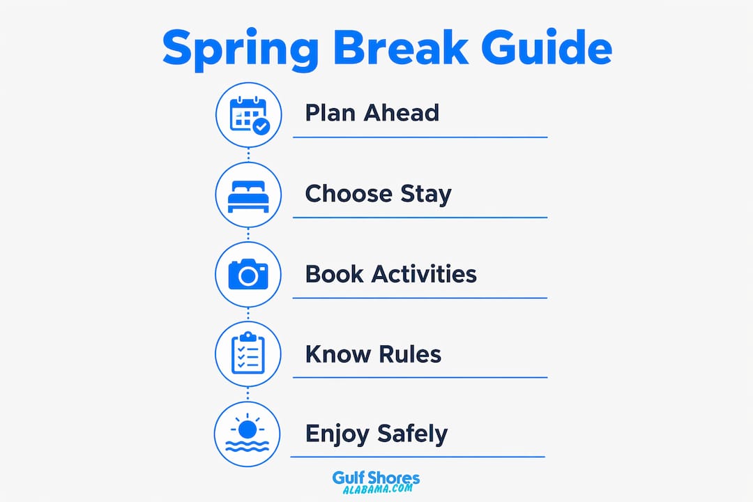 Infographic outlining spring break family guide steps