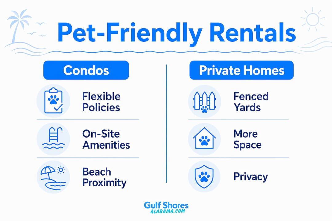 Infographic comparing condos and private homes pet-friendly rentals