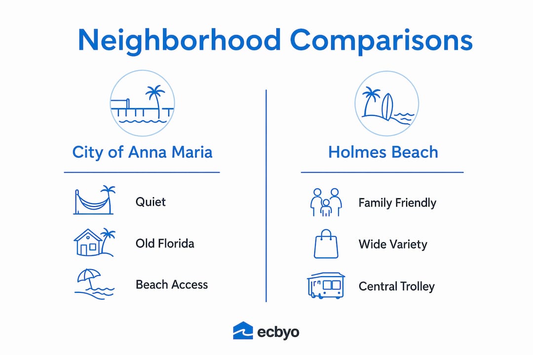 Infographic showing Anna Maria Island neighborhood features