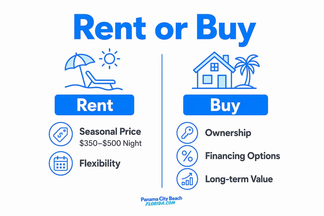 Infographic comparing renting versus buying AquaVista condos