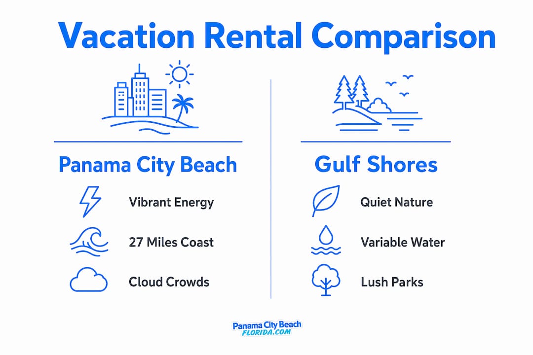 Infographic comparing Panama City Beach and Gulf Shores rentals