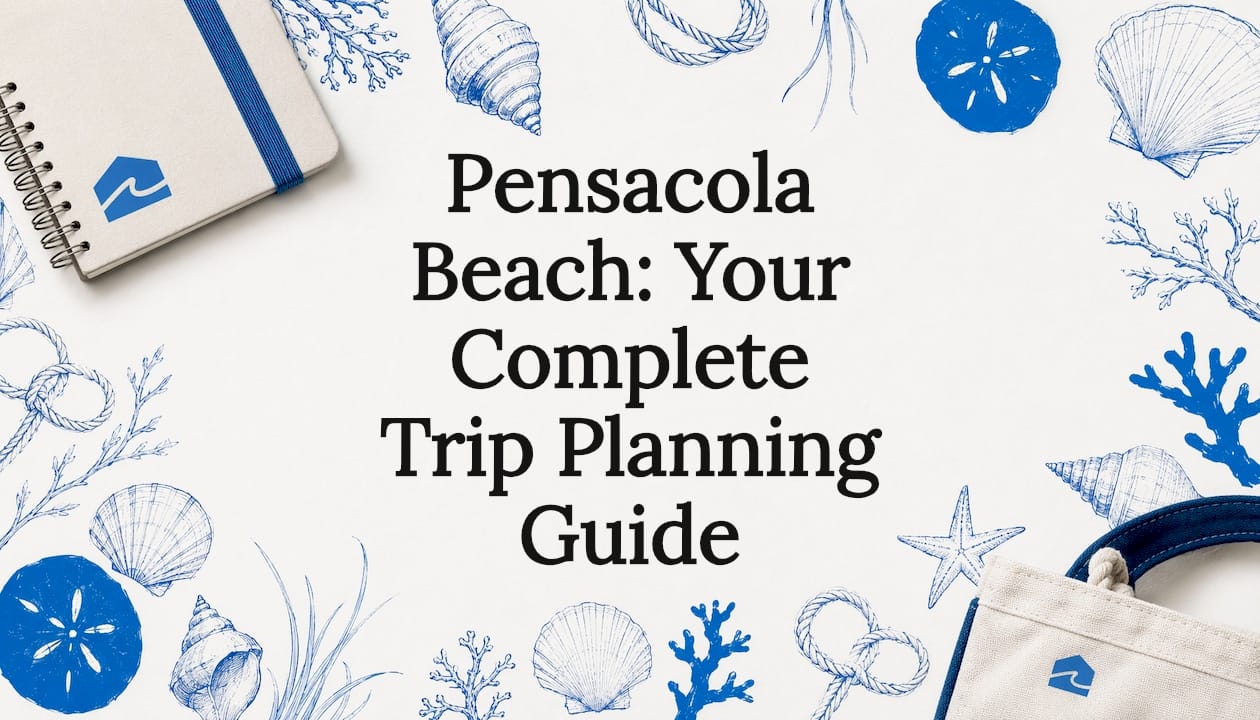 Decorative Pensacola Beach title card illustration