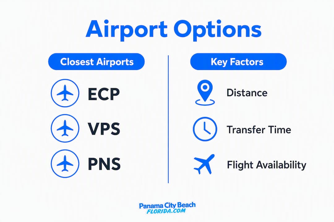 Infographic comparing airports near Panama City Beach