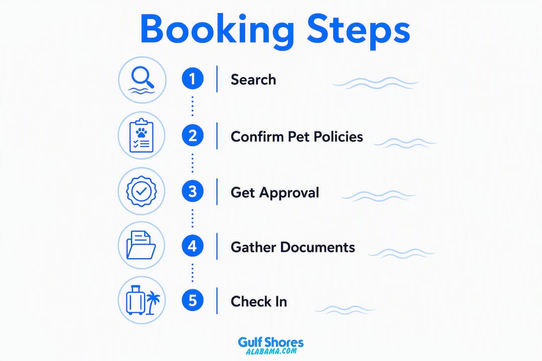 Infographic illustrating pet-friendly condo booking steps