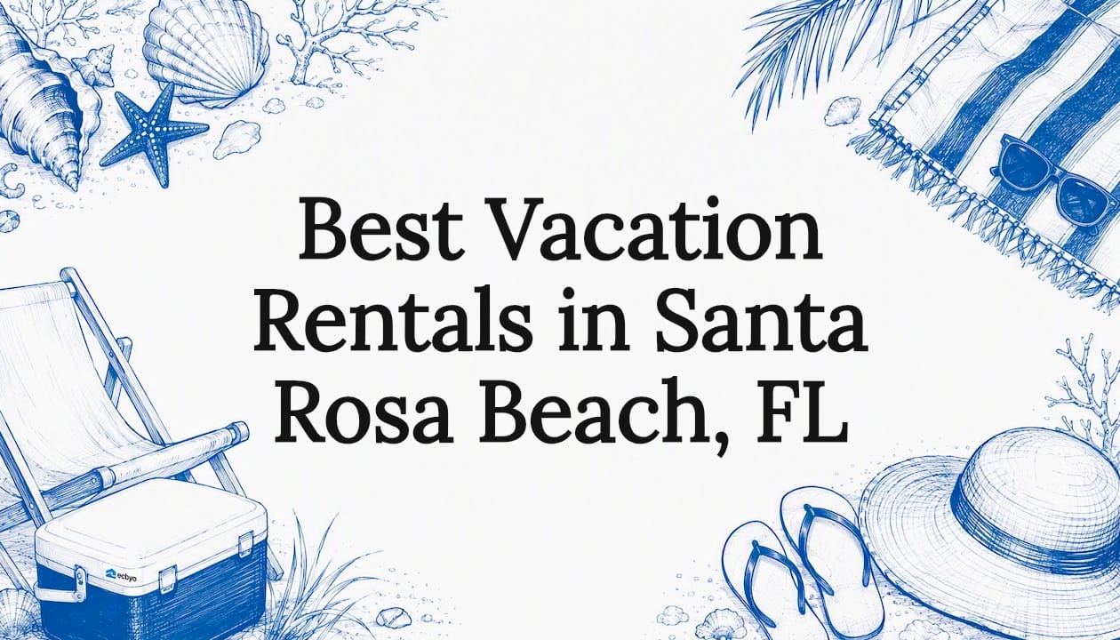 Decorative title card illustration with beach-themed sketches