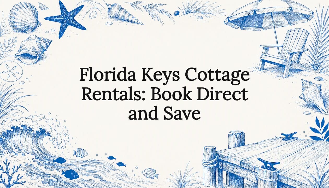 Decorative title card illustration for Florida Keys cottage rentals