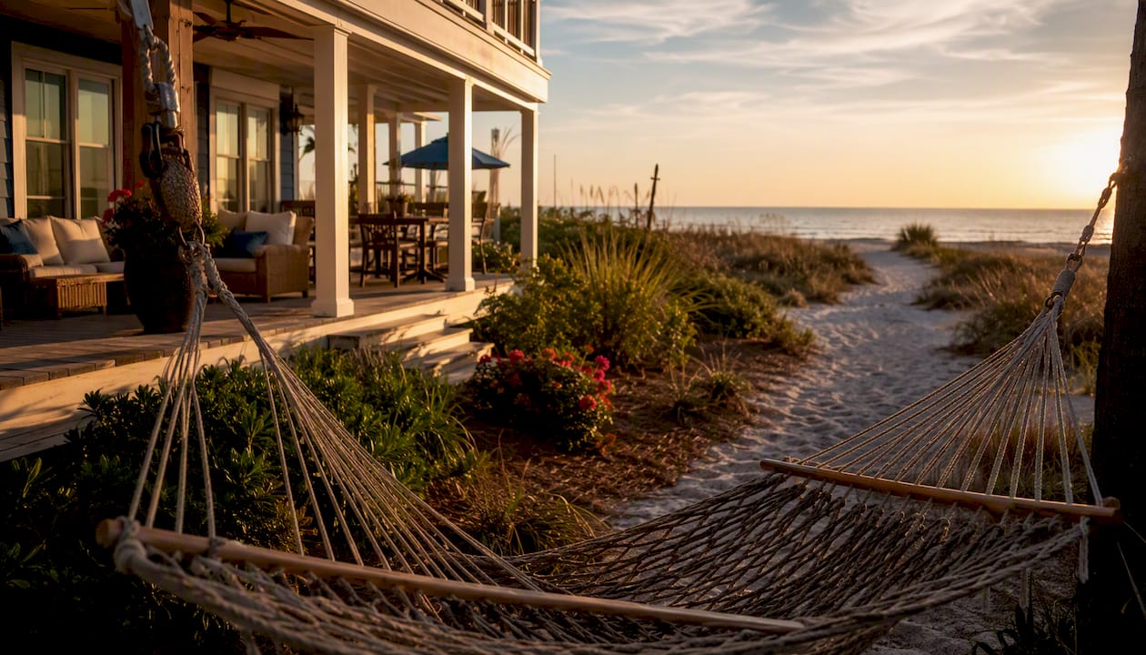 Private beach home at Fort Morgan with deck