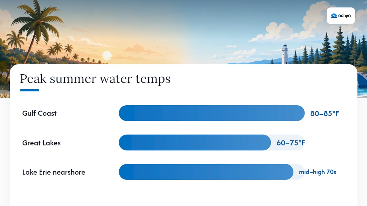 Comparison chart of Gulf Coast and Great Lakes beach vacation features