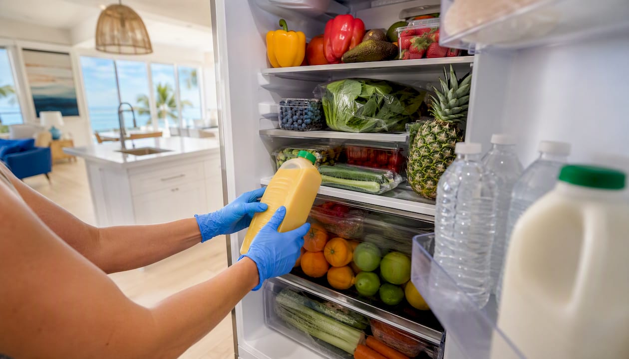 Stocking refrigerator with groceries