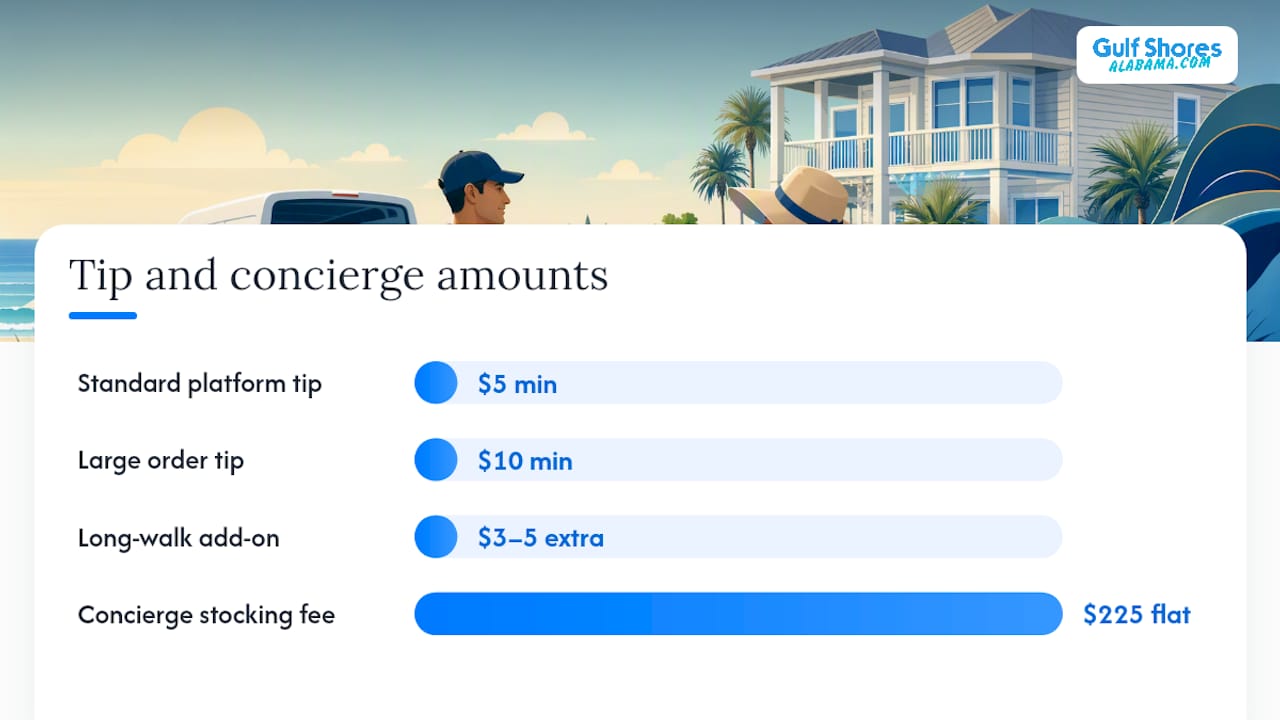 Diagram summarizing delivery fees and tipping guidelines