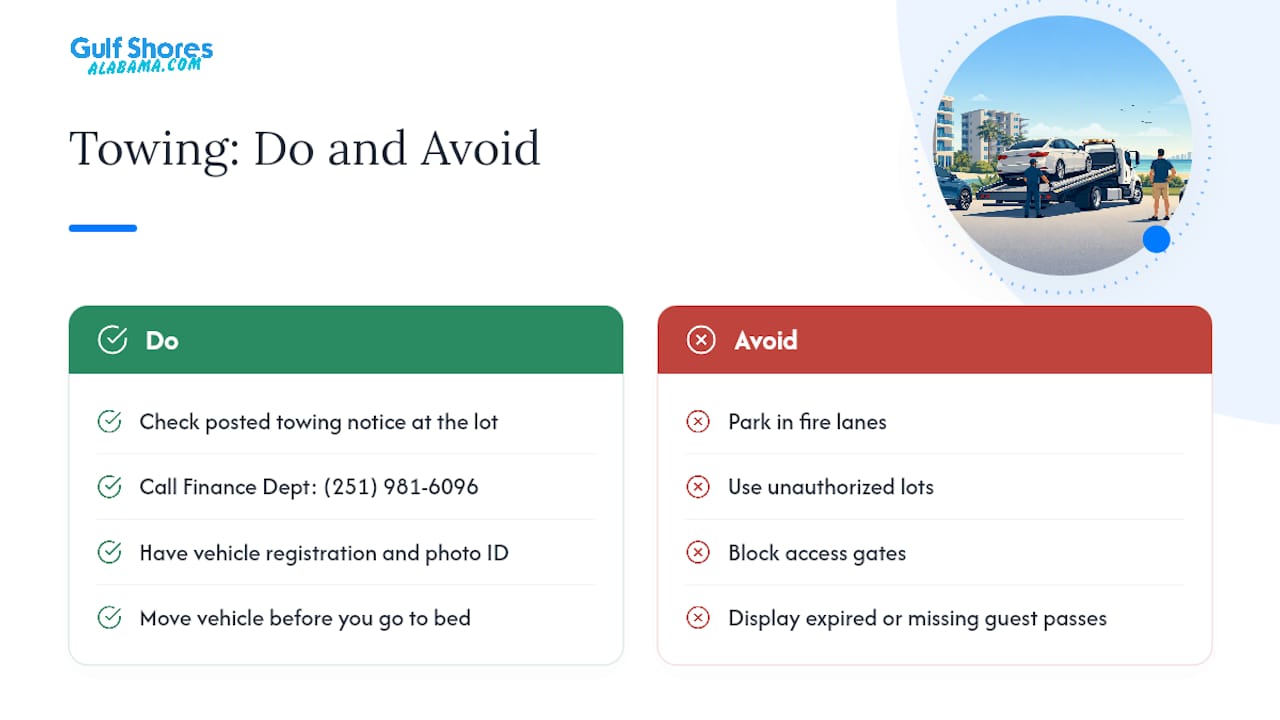 How enforcement and towing work in Orange Beach &mdash; overview diagram