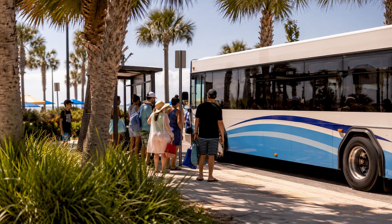 Public transit bus near Panama City Beach stop