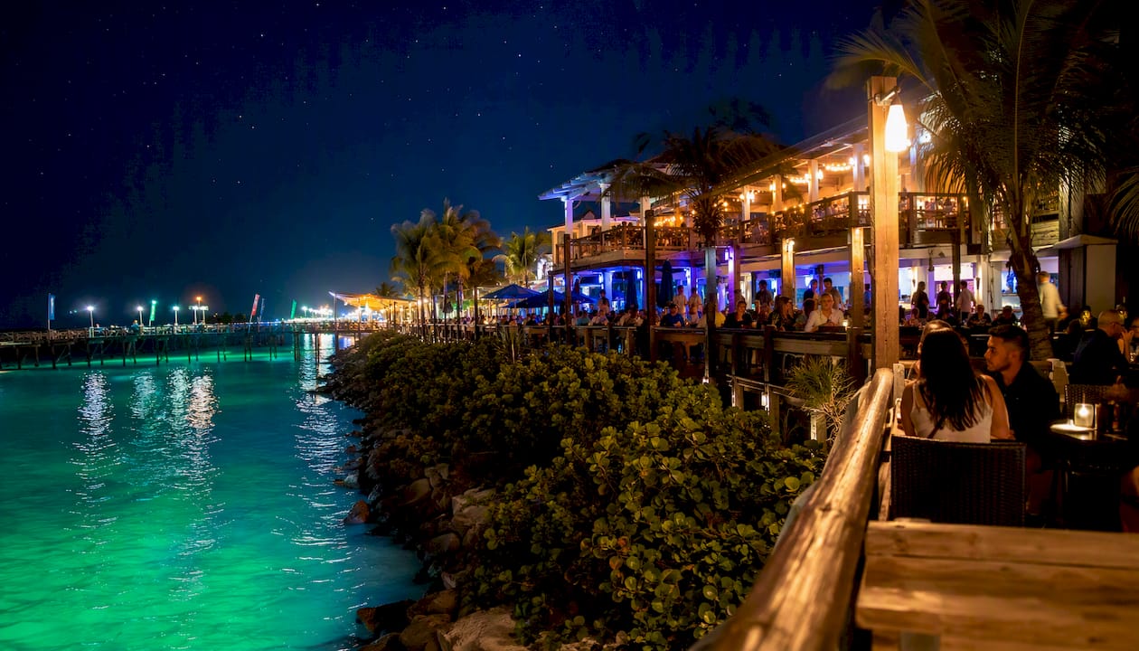 Front Beach Road bars at night
