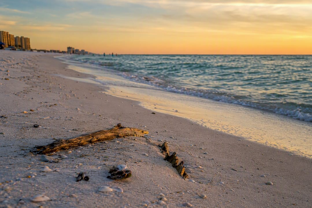 Calm Panama City Beach in early fall with warm water