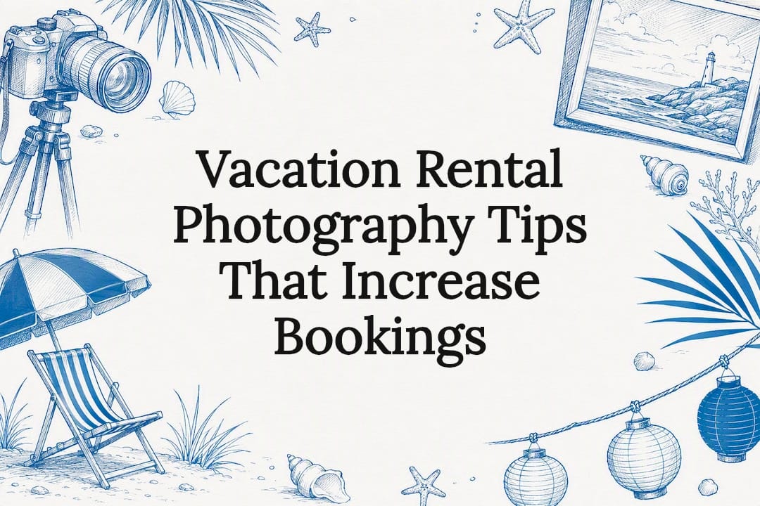 Decorative title card for vacation rental photography article