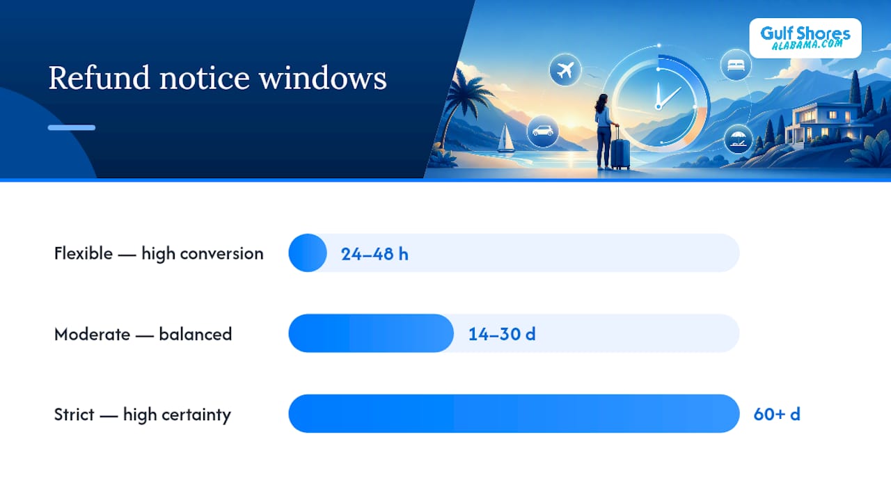 Comparison chart of cancellation policy types and refund timings