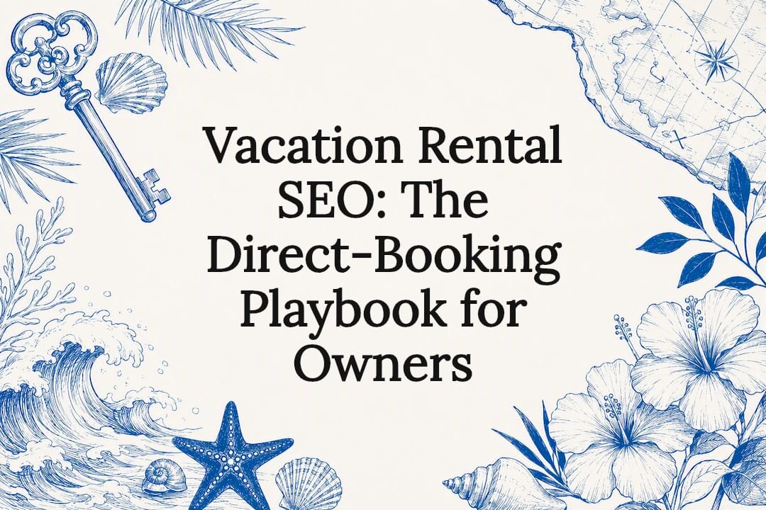 Decorative title card illustration for vacation rental SEO article