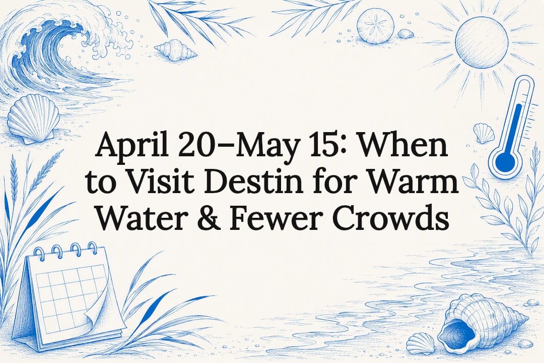 Decorative Destin spring travel title card