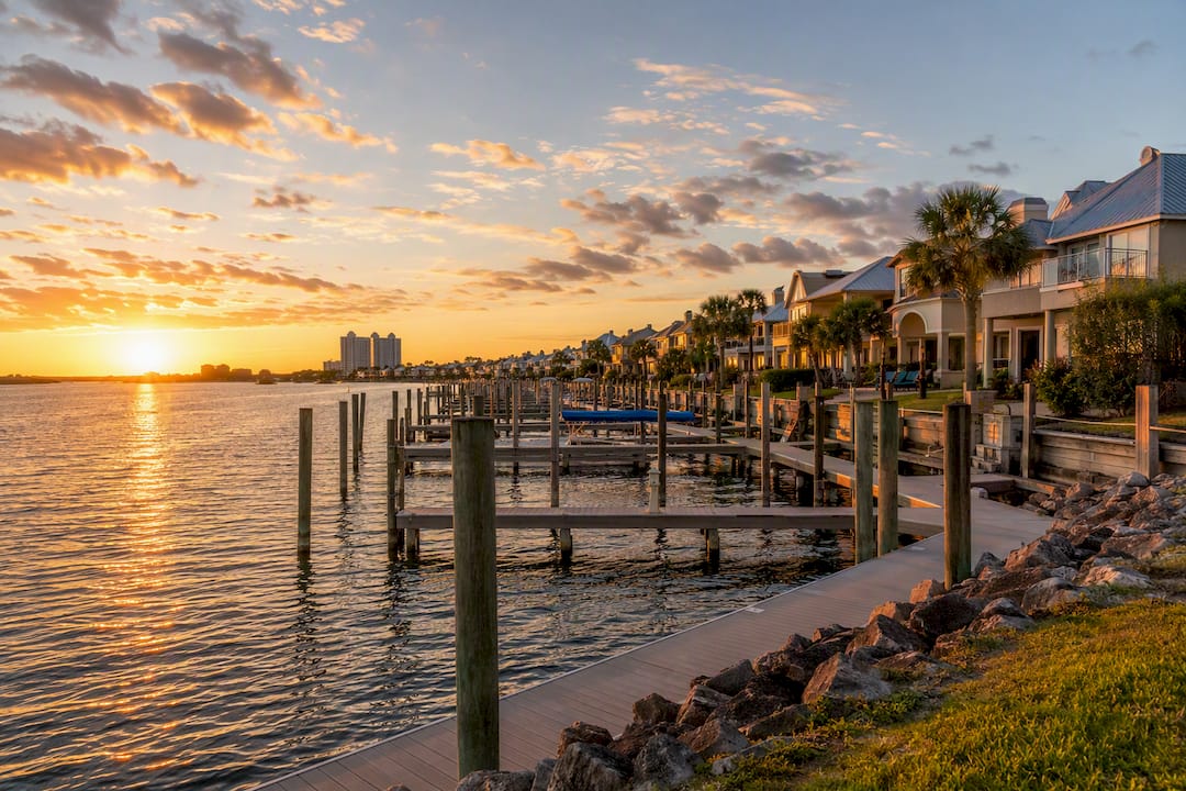Bay Point marina beside waterfront homes