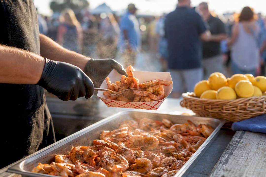Shrimp being served at a coastal festival