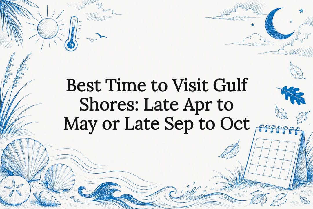 Seasonal Gulf Shores title card illustration