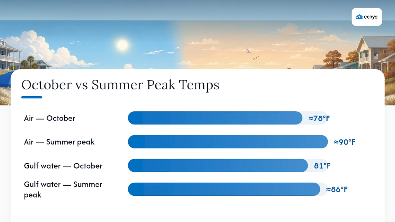 October versus summer 30A conditions comparison