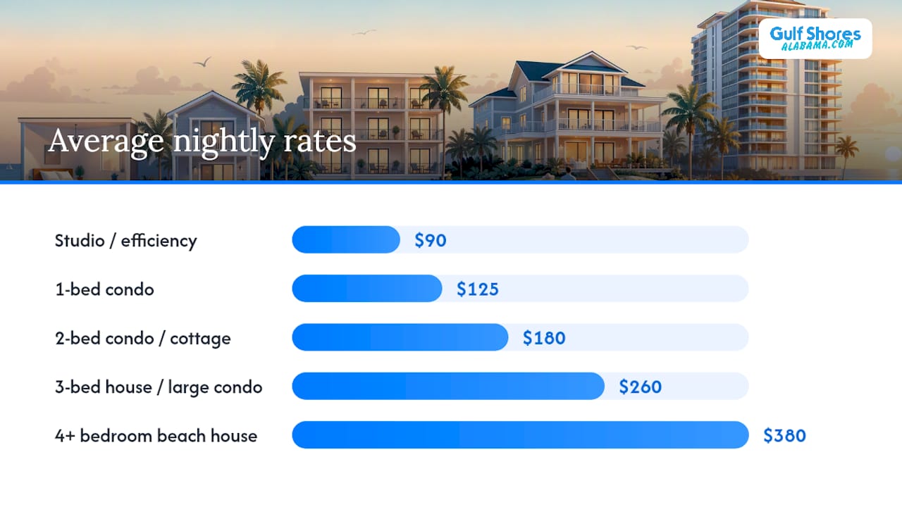 Gulf Shores Rental Prices by Property Type: Nightly and Weekly Averages &mdash; overview diagram