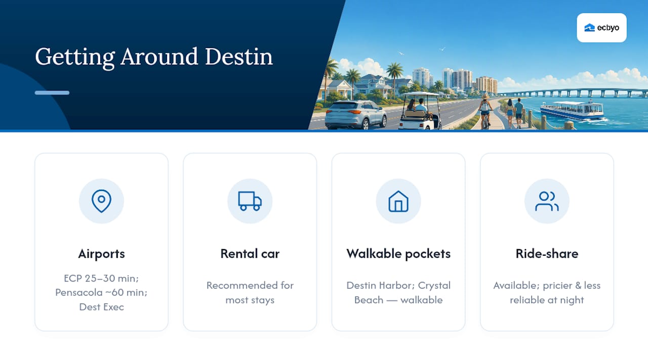 Getting To and Around Destin's Neighborhoods — overview diagram