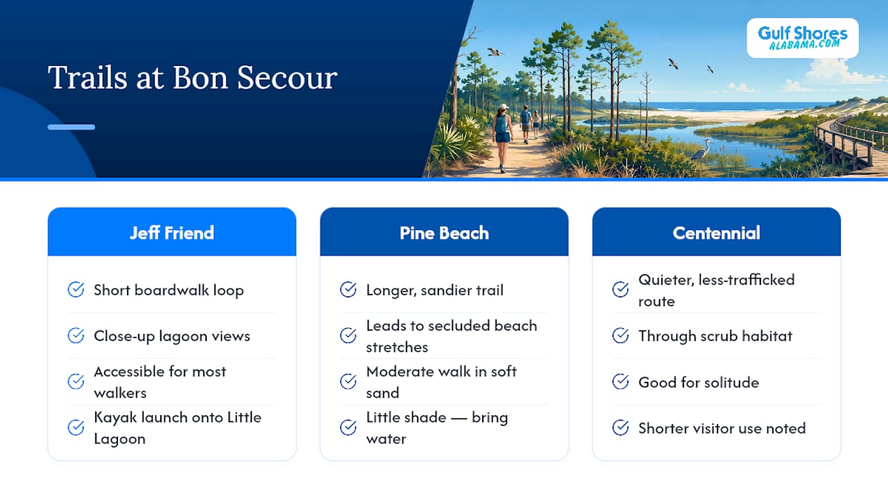 Comparison of three Bon Secour trails