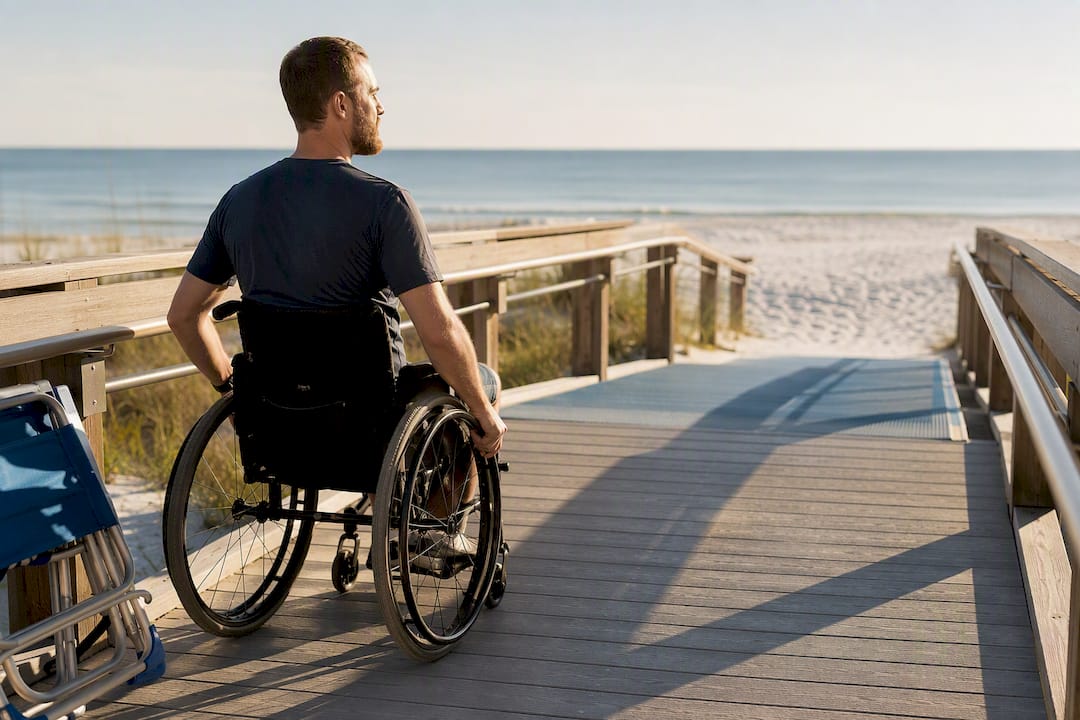 Step-free boardwalk access to Gulf beach