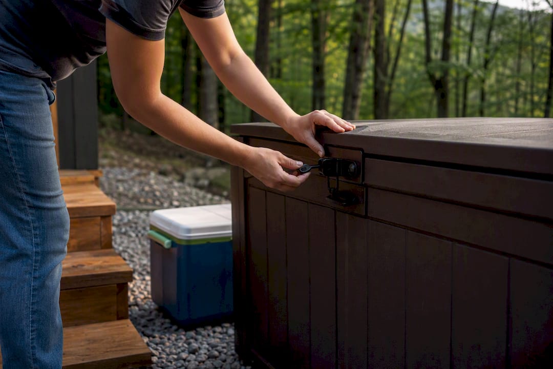 Guest securing bear safe trash storage