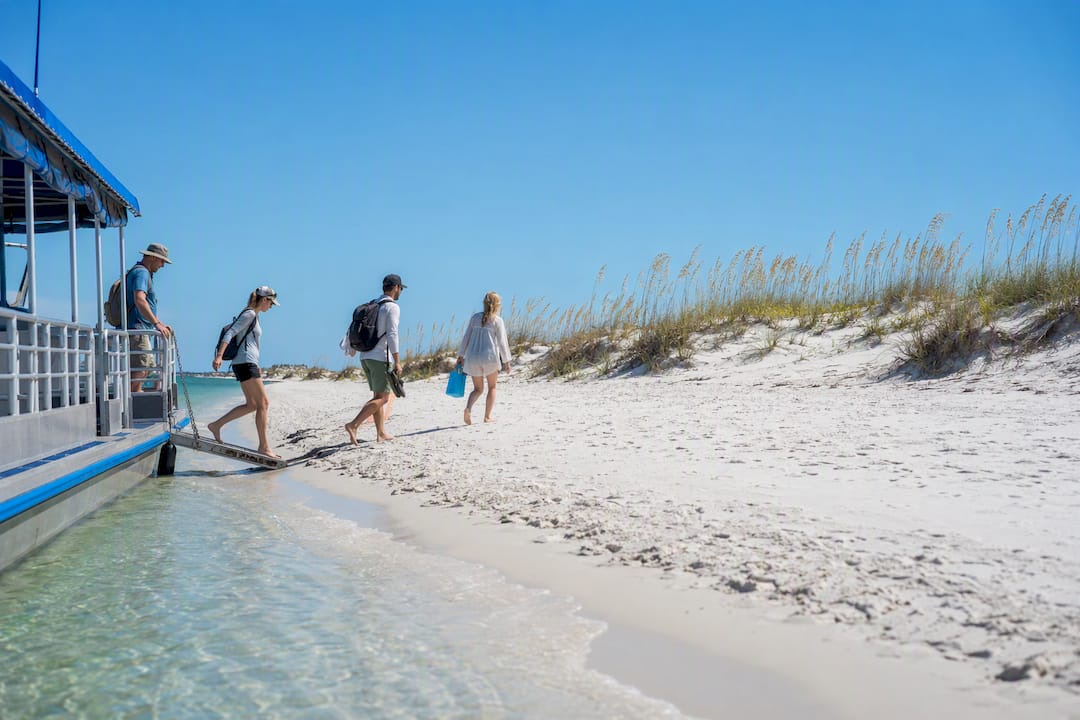 Early visitors arriving on quiet Shell Island