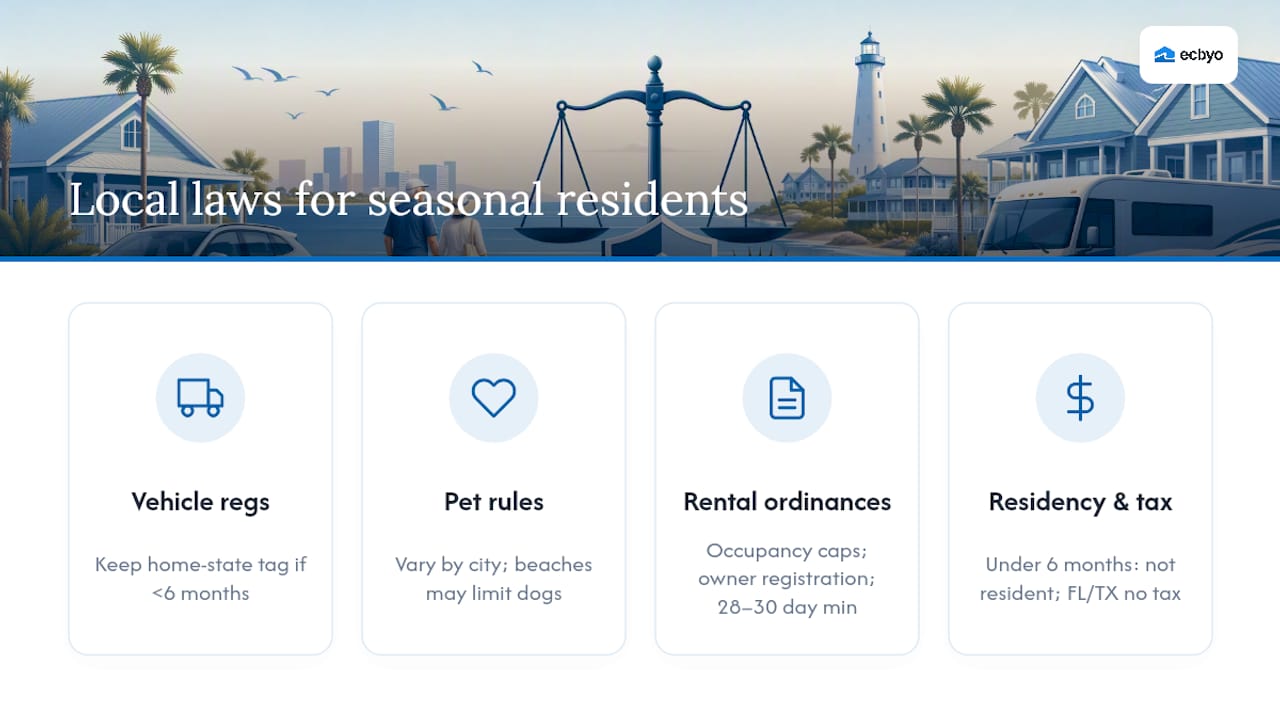 What Local Laws and Regulations Should Seasonal Residents Know? — overview diagram
