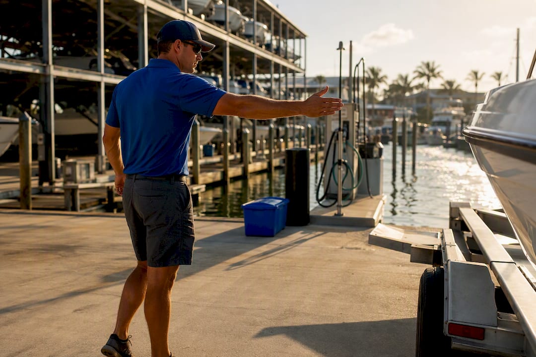 Marina storage and wet slips by waterfront