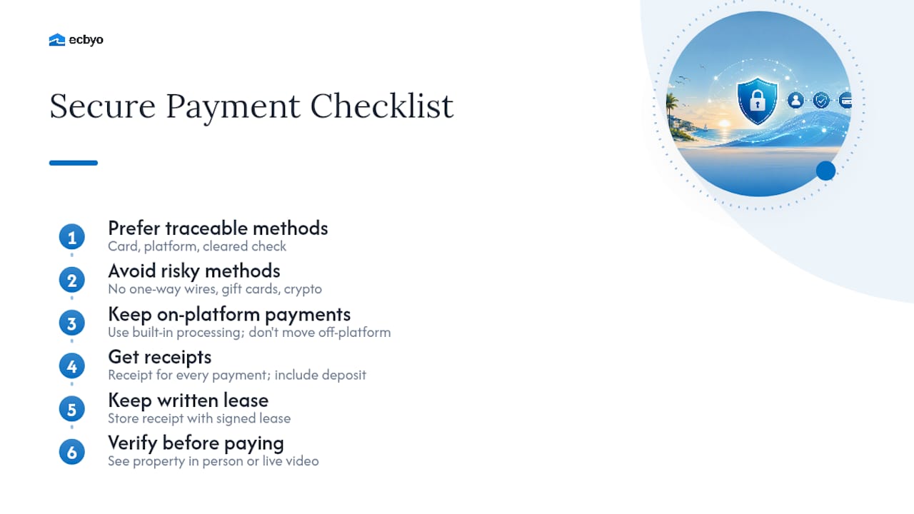 Secure rental payment decision flow